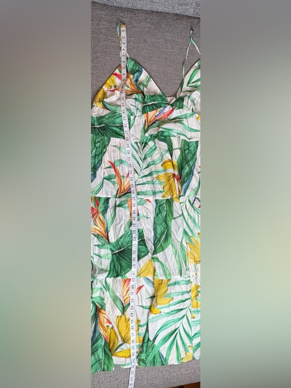 H&M Floral Tiered Maxi Dress XXL V-Neck Summer Sleeveless Viscose Blend - Picture 11 of 13